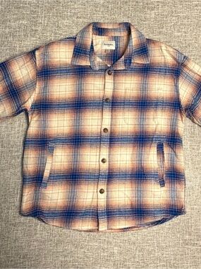 Goodfellow & Co Blue and Cream Plaid Button-Down Shirt